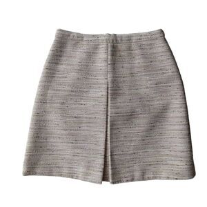 J.Crew Beige and Metallic Tweed Inverted Pleat Classic Above Knee Aline Skirt